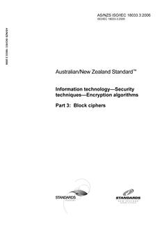 AS/NZS ISO/IEC 18033.3-2006