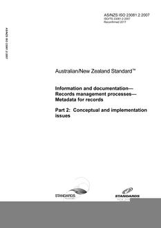 AS/NZS ISO 23081.2-2007